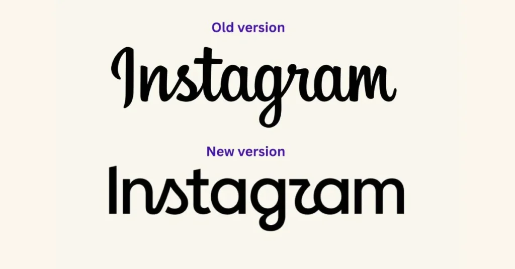 Instagram old and new wordmark design comparison