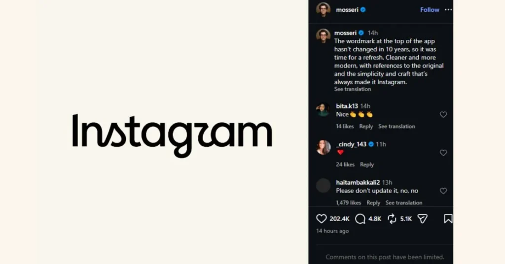 User reactions to Instagram new wordmark design