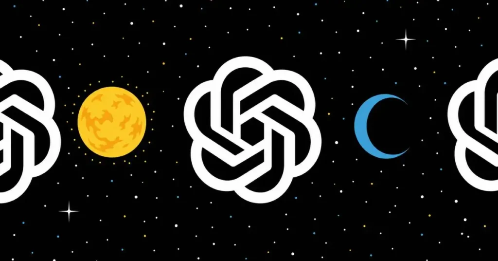 GPT-6 Sol and Luna performance and pricing comparison with OpenAI-style logos, moon, and starry background.