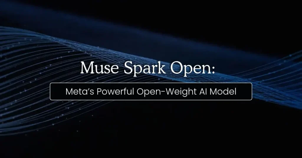Muse Spark Open, Meta’s open-weight AI model, featured on a dark blue technology background.
